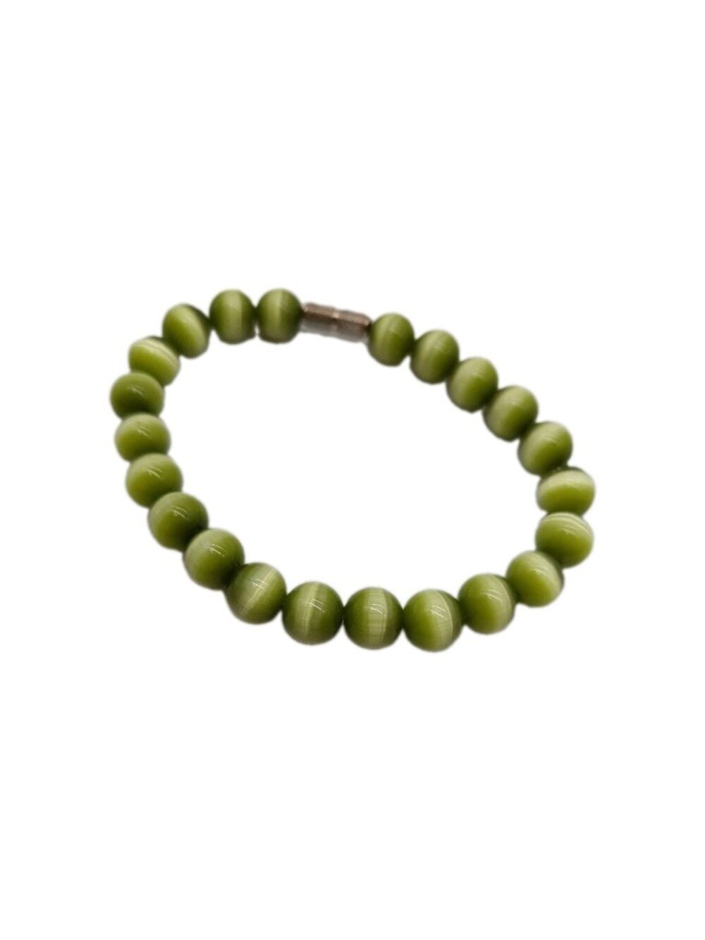 Green Cats Eye Bracelet Barrel Clasp